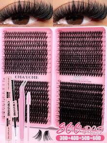 CMAYOME 800pcs Eyelash Extension Kit, DIY Eyelash Extension Set, 30D+40D+50D+60D (9-18mm) Individual Lash Cluster Kit, D Curl Eyelash Extension Set, Includes Glue, Sealant And Eyelash Extension Tools, Suitable For Daily Use, Parties, Travel, Or As A Gift For Family And Friends, Eyelash Clusters, Eyelash Glue, Colle Faux Cils Duo. - Multicolor - View 4