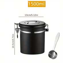 YingBei Farida Bio 304 Stainless Steel Airtight Coffee Canister With Date Tracker, Scoop And Degassing Valve, Coffee Bean Storage Jar For Office, Pantry - Multicolor - View 6