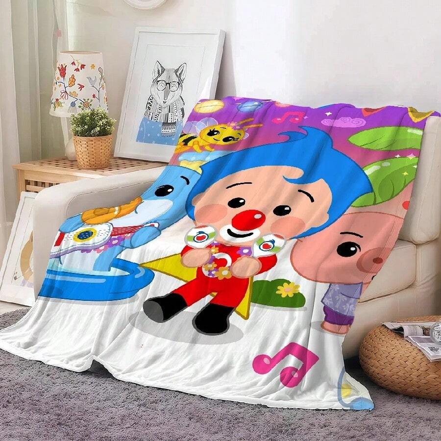 Cartoon Cute P-Plim P-Plim Blanket Warm And Soft Suitable For Bedroom Living Room Sofa Bed Office Travel Camping3.Jpg - trắng - Xem 1