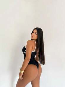 Women's Body Kit Suplex Straps C Cup Plain Comfortable Elegant Casual Chic. - 吊帶緊身衣 / 白色 - 查看 5