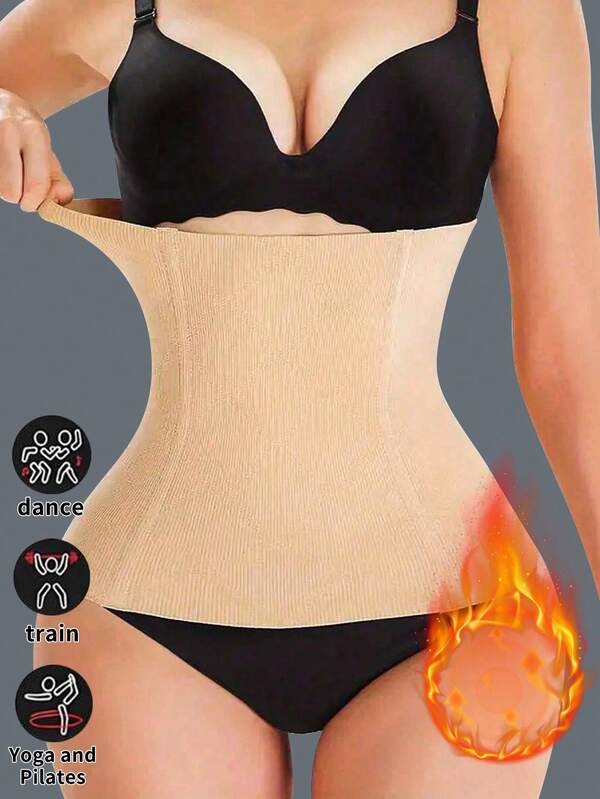 1pc Seamless Solid Color Waist Trainer For Women, Short Waist Cincher, Waist Shaper, Waist Trimmer, Abdominal And Waist Shaping Compression Corset, Breathable Waist Slimming Belt, Suitable For Sitting Long Hours, Fitness, Yoga, Sports, Sexy Design