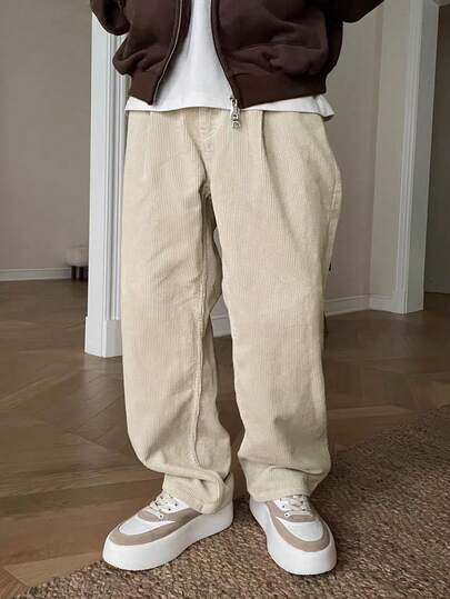 男式宽松灯芯绒休闲裤