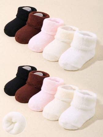 5双早产婴儿袜，男女通用厚毛圈翻边袜，新生儿早产毛圈袜，新生儿必需品，婴儿沐浴装饰，女婴配饰，万圣节圣诞礼物