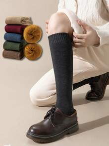 4 pares/2 pares/1 par Calcetines de lana gruesos para mujer, cálidos para uso diario y atuendos en casa