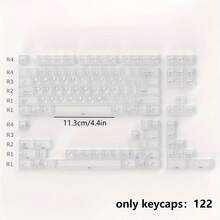 122 teclas Blanco mate Teclas con fuente blanca impresa con UV Perfil OEM de PC Teclas compatibles con teclados de 61/64/75/87/98/104 - Niebla perforante blanca como el hielo - Ver 9