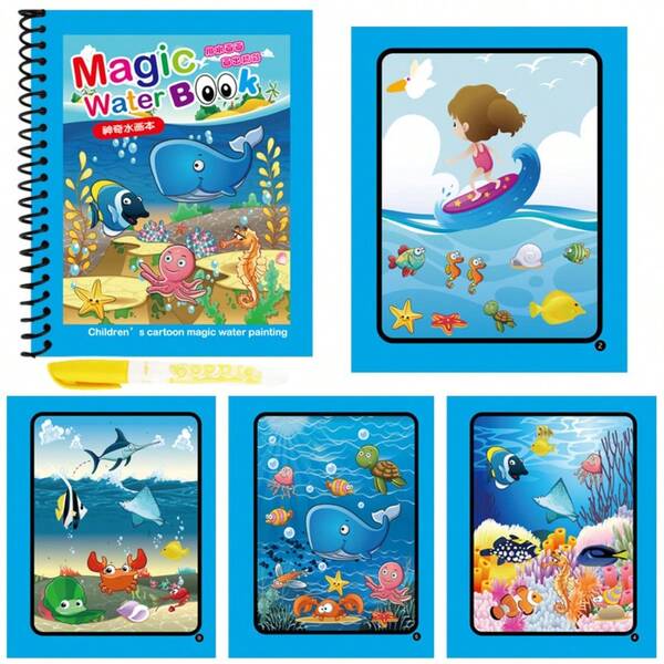 "Magic Water Book" Coloring Books With Reusable Pages & Markers - Vibrant Animal & Fantasy Themes For Kids 3+ - Perfect For Halloween & Christmas Gifts, Educational Coloring Books|Vibrant Illustrations|Reusable Coloring Pages, Coloring Books For Kids