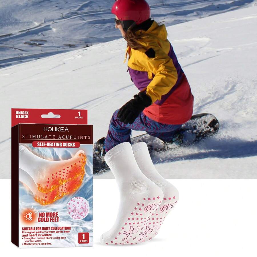 Ionic Massage Socks For Winter Outdoor Sports Cold And Windproof Warm Foot Care Massage Socks Winter Outdoor Warm Foot Skin Friendly Breathable Comfortable Warm Body Highly Caring Massage Socks - 白色 - 查看 1