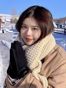 1 双女士冬季手套，户外保暖触屏手套，防风保暖内衬加厚防寒手套