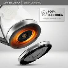 RCA Tetera de Vidrio Eléctrica RC-328 con Luz LED, Capacidad de 1.8 Litros, Apagado Automático, Resistente al Calor, Asa Fría, Base de Acero Inoxidable y Protección Sobrecalentamiento. - Tetera - Ver 5
