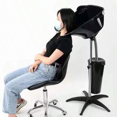 Lavacabeza Portatil Negro Para Peluqueria lavacabeza portatil negro para peluqueria equipo movil para lavado cabello salon casa plegable ligero comodo soporte ergonomico facil de limpiar ideal barberos estilistas envio rapido garantia calidad profesional