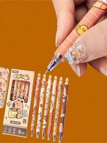 6 bolígrafos de gel borrables, aptos para oficina y estudio, bolígrafos de bola borrables de alta calidad y lindos con clic lateral, fáciles de borrar, excelentes para estudiantes