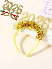 1 Set Of 2 Pieces Combination Set Of Children's Christmas Headbands, Holiday Party Decoration Props, 2026 New Year's Digital Headbands, Christmas Glasses Decoration, Suitable For Children's Christmas Party Activities Decoration