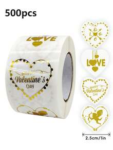 500pcs/Roll Valentine's Day Stickers Heart Labels Foil Stamping "I Love You" Heart Shaped Transparent Stickers For Gift Wrapping, Envelopes, Flowers, Love Letters, 1 Inch Valentine's Day Seal Stickers Scrapbook Supplies Scrapbook Stationery