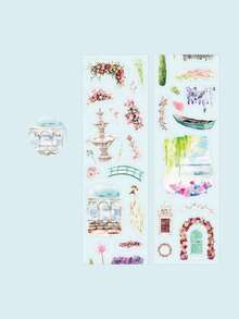 CANDY POETRY 2米/卷清新艺术生活规划和纸胶带，复古创意美学贴纸，DIY装饰拼贴工艺用品，节日礼物，个性化剪贴簿学校文具 - 藍色 - 查看 10