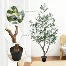 Newly Artificial Olive Tree Fake Plants Indoor Outdoor UV Resistant Faux Olive Tree In Black Pot 6ft 7ft Faux Silk Tree For Modern Home Decor Living Room Office Patio Balcony - 綠色 - 查看 3