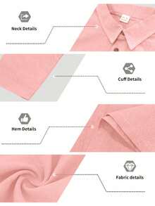 Men's Lightweight Linen Long Sleeve Polo Shirt, Half-Zip Button Design, Breathable And Comfortable, Suitable For Beach, Outdoor Activities, Family Gatherings (Note: White, Light Blue, Etc. Colors Are Slightly Sheer; European And American Sizes Run Large, Recommend Ordering One Size Down) - Baby Pink - View 8