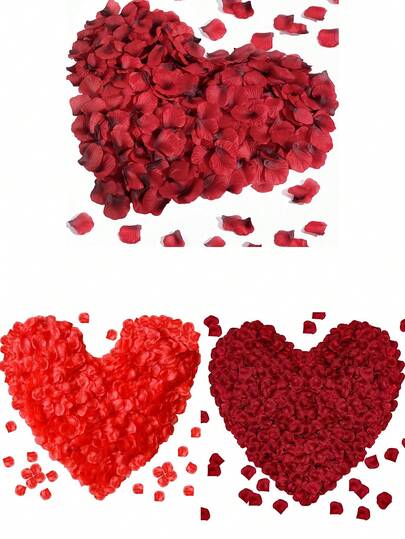 1000pcs Artificial Rose Petals, Silk Red Rose Flower Petals, Suitable For Romantic Night, Wedding, Proposal Anniversary Flower Decor