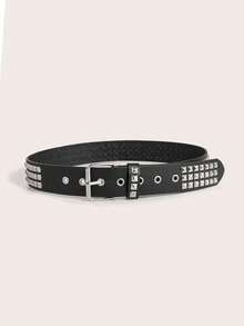 1 Piece Of Unisex Studded Punk Style Handsome Street Casual Daily Wear Belt Halloween Summer, School Fall, Autumn, Halloween - Black - View 4
