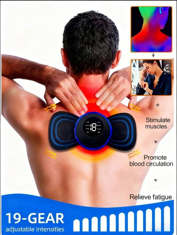 Electric Neck Massager EMS Neck Stretcher Cervical Massage Patch Pulse Muscle Stimulator Body Massager