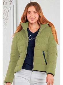 Women Winter Coats - 奶油色 - 查看 1