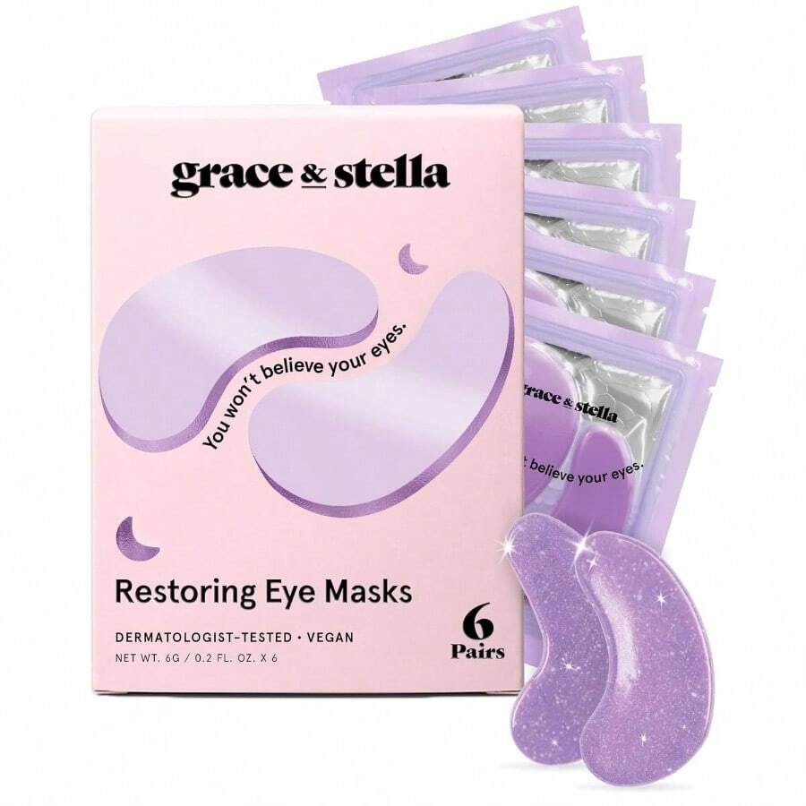 Retinol Under Eye Patches Puffy Eyes And Dark Circles - Restoring Gel Under Eye Masks With Hyaluronic - Vegan Cruelty - Skincare - Birthday Gifts Women Purple, 6 Pairs - Màu tím (6 đôi) - Xem 1