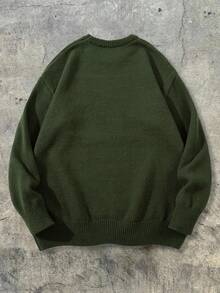 Winter Men's Unisex Versatile Casual Crew Neck Long Sleeve USA Letter American Flag Knit Pullover Sweater