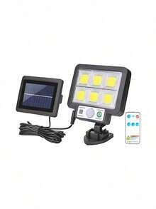 1 peça de luz solar dividida para garagem 18650-600mAh, luz de parede solar com controle remoto, 3 modos de iluminação, com sensor de movimento, controle de luz solar, liga/desliga automático, à prova d'água, à prova de chuva, resistente às intempéries, adequada para pátios externos, jardins, calçadas, ruas de emergência, caminhos, garagens e decks