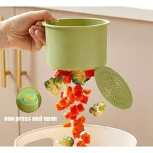 Kitchen Sink Drain Strainer Basket, 2025 New Sink Strainer Basket Hanging Sink Kitchen Food Catcher, Self - Cleaning Press To Open Food Waste Trash Catcher Basket Garbage Leftovers Green - ban đầu - Xem 5