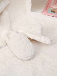 Children's Casual Princess Closed Toe Slippers, Warm Plush Indoor Floor Slippers For Little Girls In Winter