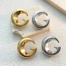 2 件复古小众优雅 G 字母几何耳钉，极简主义夸张耳钉 - G字母幾何耳釘 - 查看 2