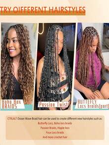 Long Deep Wave Braiding Hair 30 Inch Ocean Wave Crochet Hair Synthetic Deep Curly Crochet Hair Extensions For Women - Multicolor - View 7