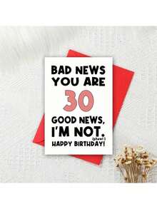 1/2/5/10pcs Humorous 30th Birthday Greeting Card - "Bad News You Are 30, Good News I'm Not" - Happy Birthday Card For Friends, Siblings, Men - Growing Old Celebration Card - Multicolor - View 13