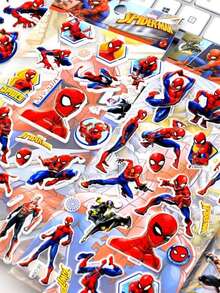 卡通蜘蛛侠闪光音乐DIS-CX贴纸，漫威超级英雄3D泡泡贴纸（男女皆宜），带印刷工艺的奖励贴纸