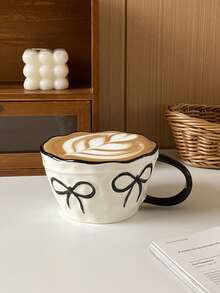 CMYD Studio 1 pieza Taza cerámica con lazo, delicada taza de pareja de gran capacidad con diseño minimalista de lazo, adecuada para decoración del hogar, beber agua, cena a la luz de las velas, latte art, regalo para el Día de San Valentín y festividades, obsequio exquisito para volver al colegio - Multicolor - Ver 15