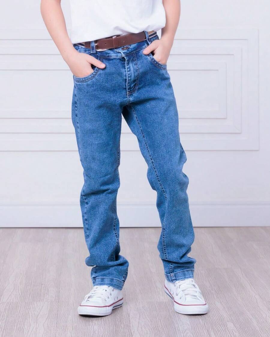 Calça jeans infantil menino skinny com lycra 4 a 8 - Azul - Visão 1