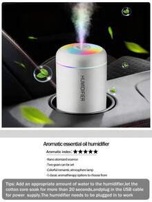 [Thick Mist + Super Quiet]This 180ml Car Humidifier Comes With Color Mood Lighting. It Has Two Working Modes: Smart Timed Auto-Off, And Can Be Used In Car Or On Desktop As An Air Humidifier And Diffuser. - Black and White - View 25