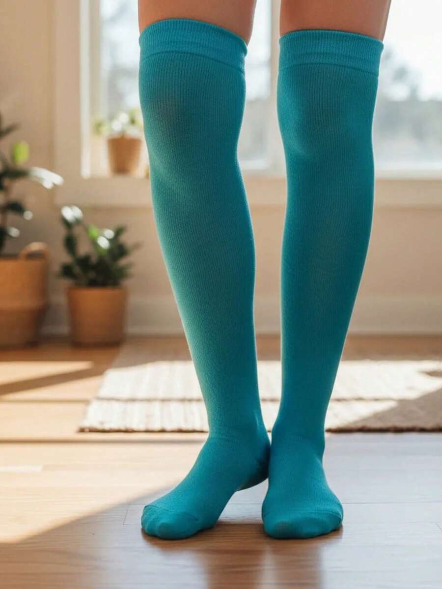 Don Calcetin Women Over The Knee Socks - 淺藍色 - 查看 1
