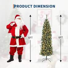 Árbol de Navidad con lápiz, árbol de Navidad Artificial preiluminado, árbol de Navidad Realista, decoración Artificial para Uso en Interiores y Exteriores - 6 pies - Ver 2