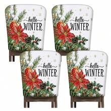 2/4/6pcs Set, Home Decor, Luxury Christmas Pattern Linen Chair Covers, Suitable As Christmas Gift, Christmas Decoration, For Daily Home Decor, Living Room, Dining Room, Garden, Hotel Restaurant Holiday Parties, Washable Polyester Material, Chair Seat Cushion Covers
