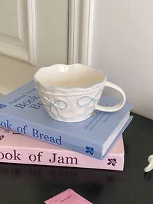 CMYD Studio 1 pieza Taza cerámica con lazo, delicada taza de pareja de gran capacidad con diseño minimalista de lazo, adecuada para decoración del hogar, beber agua, cena a la luz de las velas, latte art, regalo para el Día de San Valentín y festividades, obsequio exquisito para volver al colegio - Multicolor - Ver 14