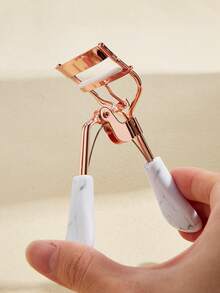 1 Set Stainless Steel Eyelash Curler With 10 Replacement Pads, White Handle Rose Gold Manual Eyelash Curler, Continuous Curling Without Pinching, Makeup Tool, Beauty Tool, Eye Tool, False Eyelash Tool, Easy To Replace Pads, Durable, Unisex, Suitable For Home And Commercial Distribution - Multicolor - View 3