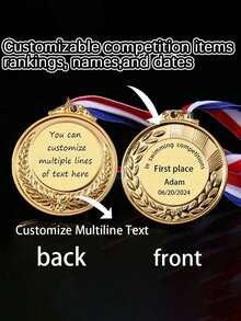 1 huy chương kim loại khắc tên theo yêu cầu, viền trang trí hình bông lúa mì, chất liệu hợp kim kẽm, huy chương giải thưởng cuộc thi dành cho trẻ em, bảng kỷ niệm vinh danh sự kiện thể thao marathon, có thể dùng làm quà tặng động viên cho trẻ em. - Nhiều màu - Xem 9