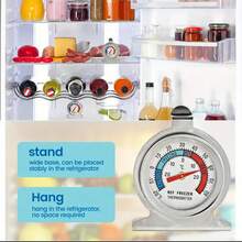 Stainless Steel Thermometer With Large Dial, -30~30°C/-20~60°F Contactless Temperature Gauge, Battery-Free, Easy To Read For Refrigerator And Freezer - Multicolor - View 11