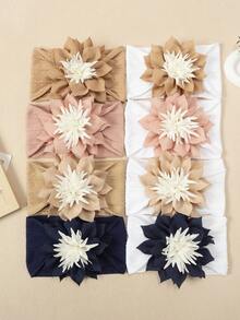 1pc Autumn/Winter New 3D White Flower Bud Baby Headband, Soft Comfortable Jacquard Nylon Infant Headwear, Creative Baby Hair Accessory