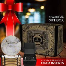 - 6 piezas posavasos para bebidas absorbentes con soporte. Montaas rusas de piedra con base de corcho. Ideas de regalo - Posavasos con borde dorado - Ver 4