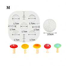 2 件/6 件套装 3D 蘑菇形聚合物粘土模具 - 大/中/小，带茎和鳃，高精度硅胶模具套装，适用于 DIY 耳环、吊坠、可重复使用的粘土造型材料 - 灰色 - 查看 11