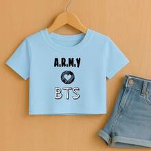 Cropped Infantil Feminino Army K-Pop Banda Coreana Música Bangtan Boys Jungkook - Rosa - Visão 3