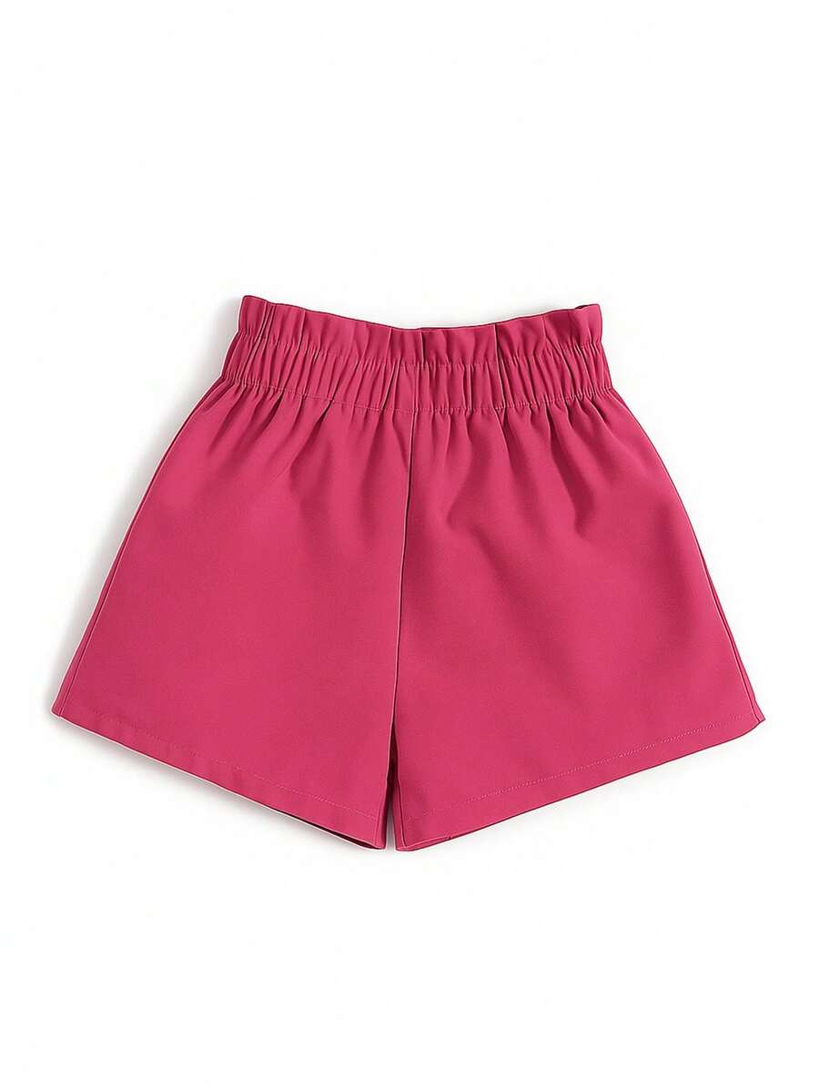 Shorts Alfaiataria Infantil Para Meninas e Adolescentes Jovens Shorts com Elástico Moda Primavera Verão (SH338)