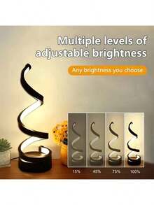 2 Sets Modern Table Lamps, Dimmable Spiral Bedside Lamps, 3-Color 10-Brightness LED Desk Lamp For Bedroom, Living Room, Office