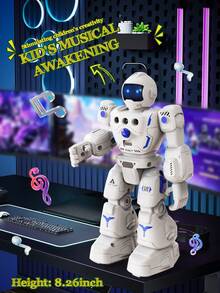 1pc Programmable Remote Control Robot Toy, Capable Of Walking, Sliding, Singing, Dancing, Automatic Demonstration, Storytelling, Self-Programming, Sensor Mode, Rechargeable, Suitable For Children Ages 3-6, Great Gift For Boys And Girls On Christmas, Halloween, Easter, Birthday, New Year